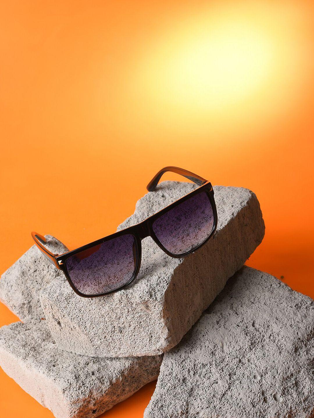 haute sauce by campus sutra unisex purple lens & black wayfarer sunglasses with uv protected lens