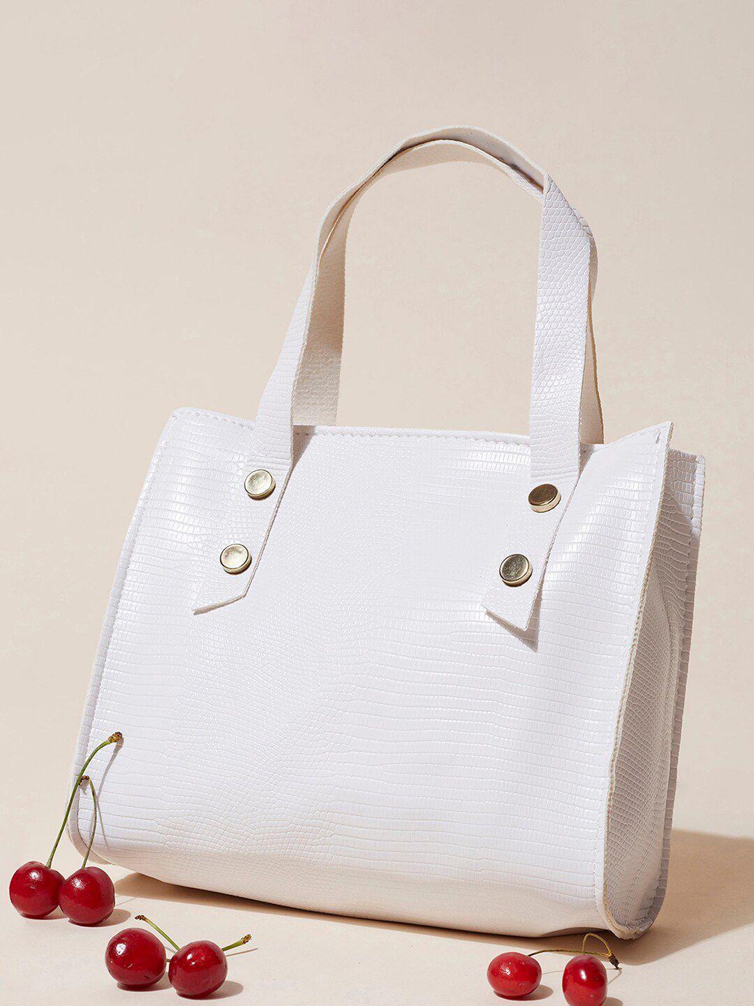 haute sauce by campus sutra white pu bucket handheld bag