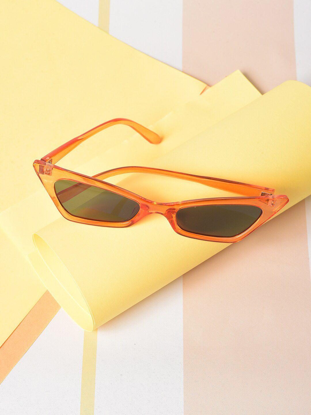 haute sauce by campus sutra women black lens & orange cateye sunglasses with polarised lens