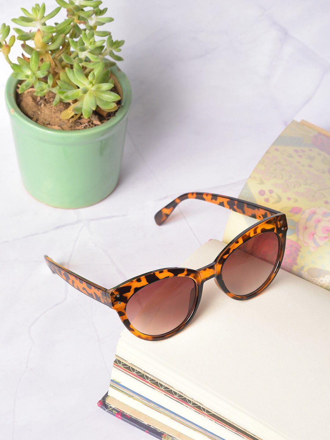 haute sauce by campus sutra women black lens & orange cateye sunglasses with uv protected lens