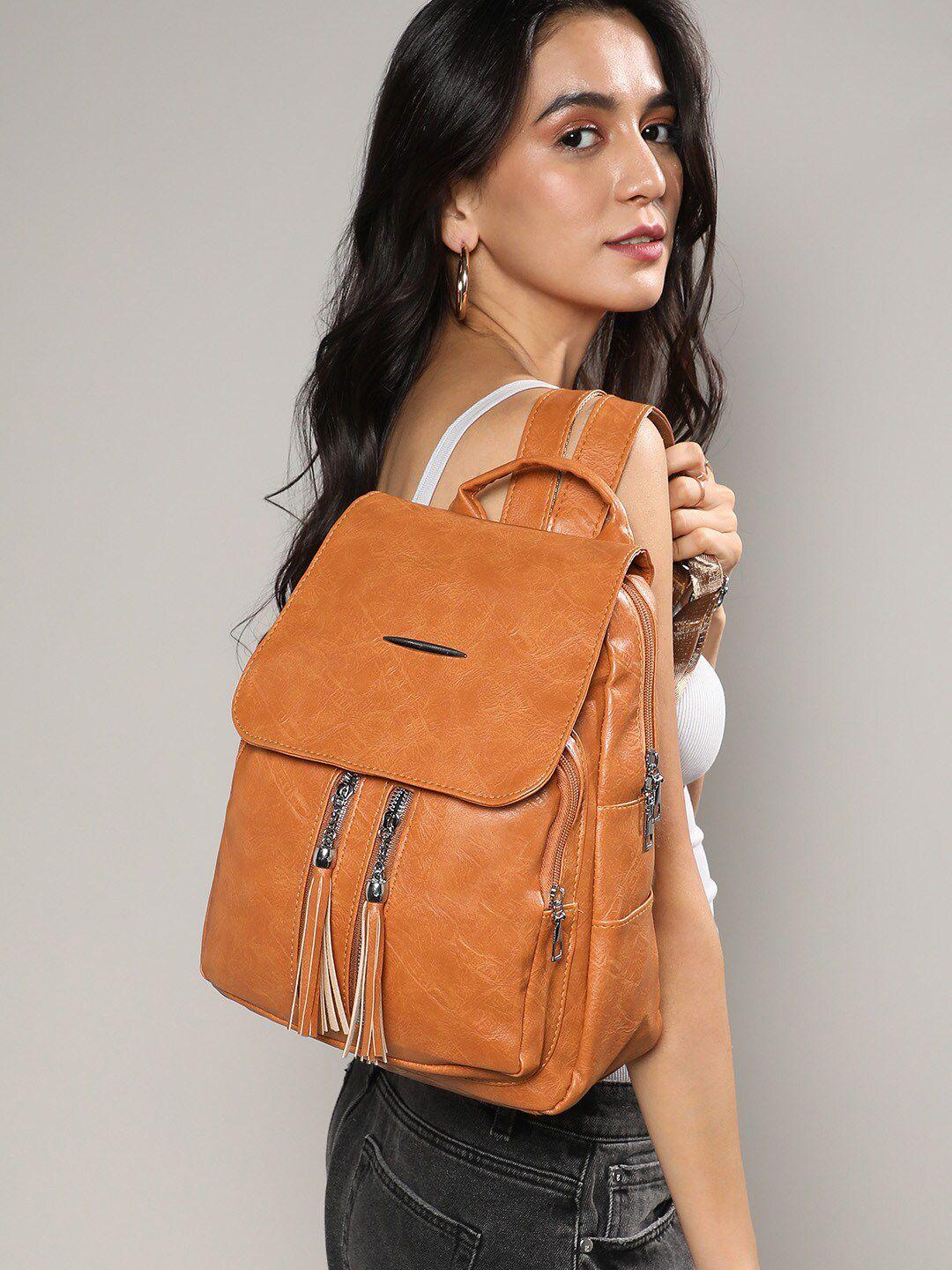 haute sauce by campus sutra women brown backpack