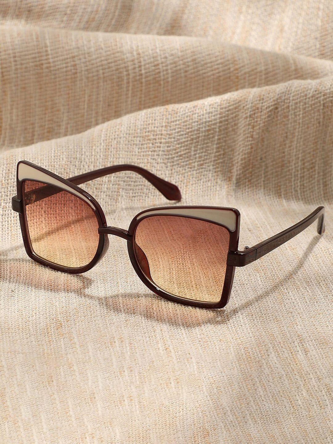 haute sauce by campus sutra women brown lens & brown oversized sunglasses with polarised lens