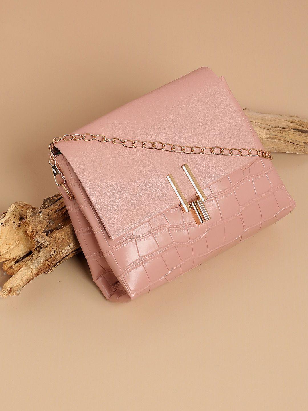 haute sauce by campus sutra women pink pu structured sling bag