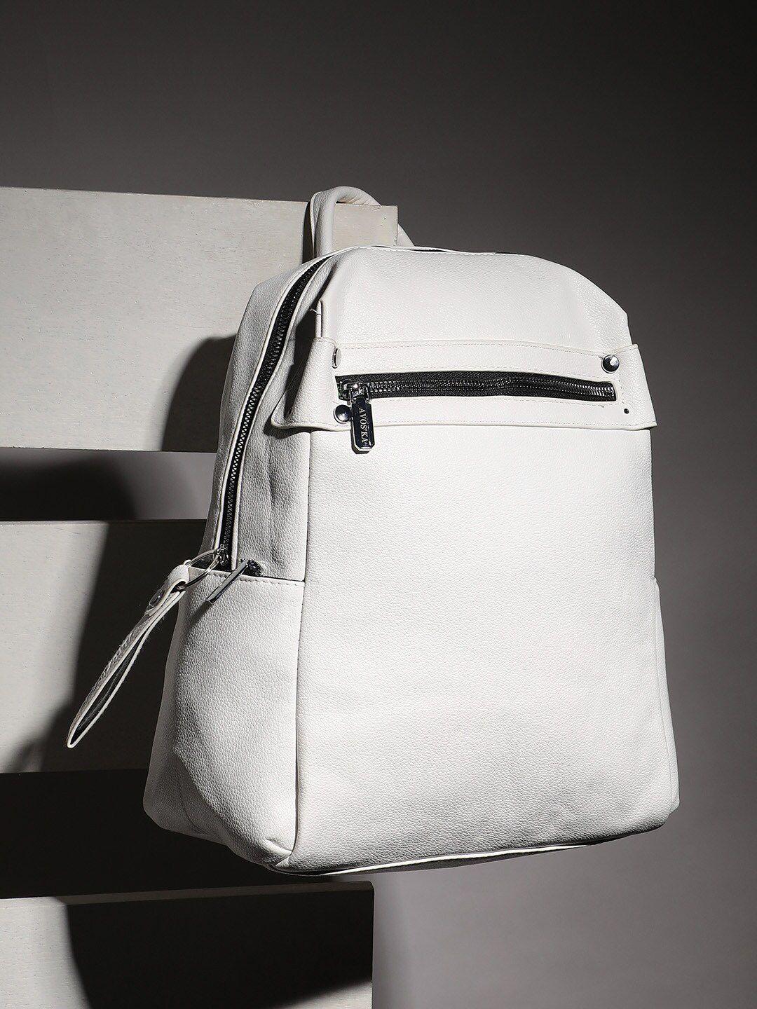 haute sauce by campus sutra women white & black contrast detail backpack with compression straps