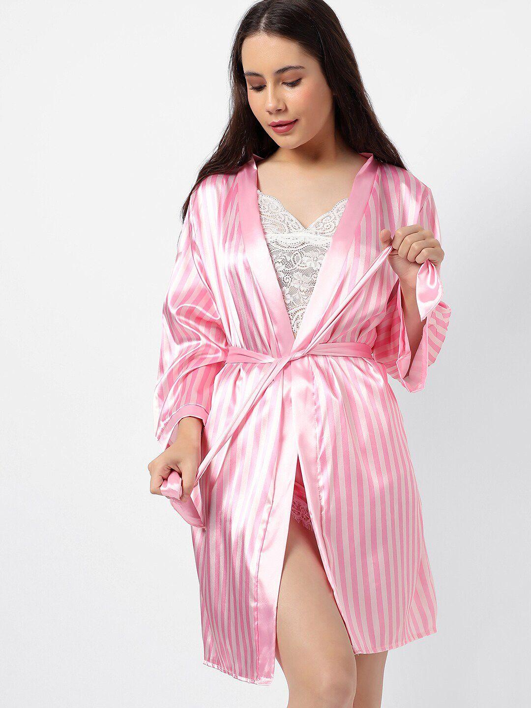 haute sauce by campus sutra women white & pink printed night suit