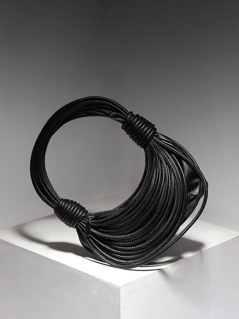 hautesauce black medium leather wire handbag