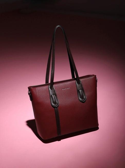 hautesauce maroon medium leather tote bag