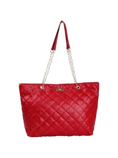 hautesauce red quilted small tote handbag