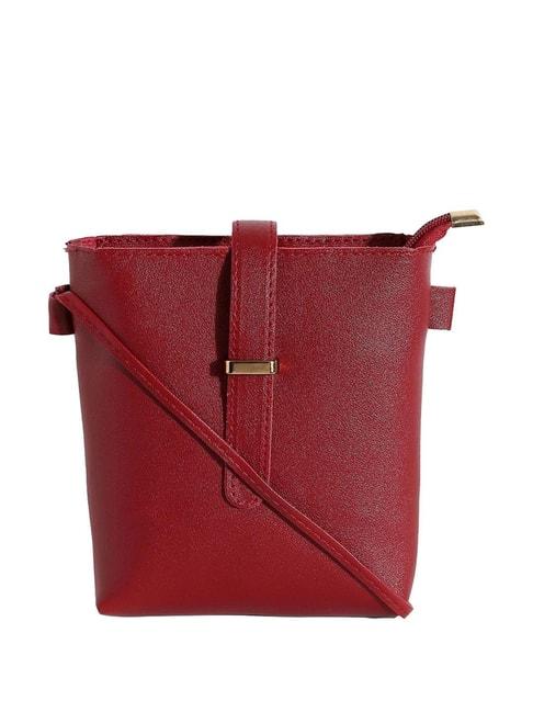 hautesauce red solid small sling handbag