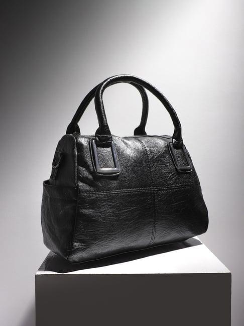 hautesauce black medium leather duffle handbag