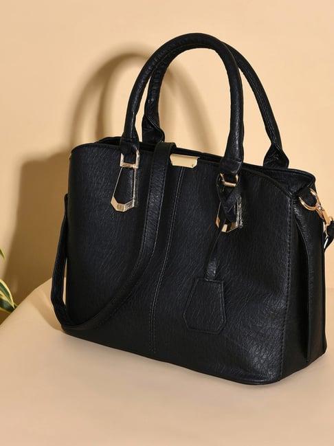 hautesauce black textured medium handbag