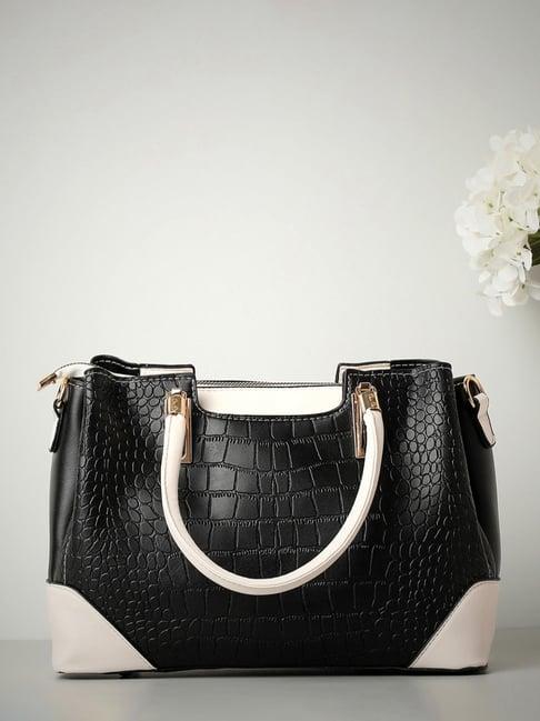 hautesauce black textured medium handheld handbag