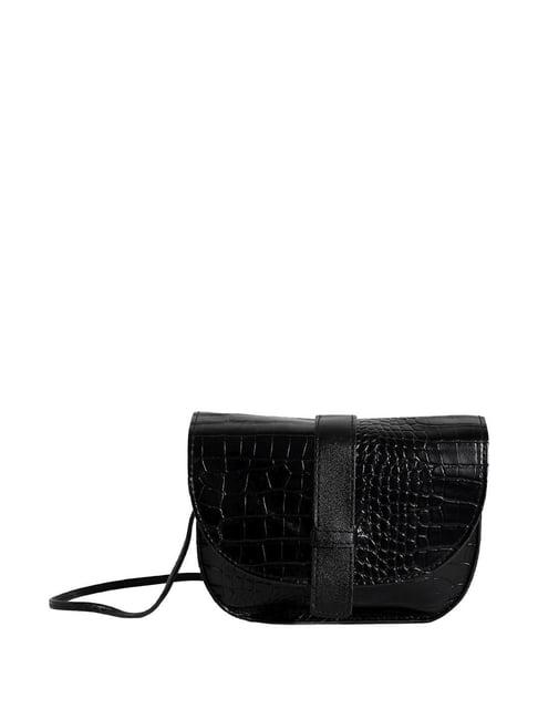 hautesauce black textured small sling handbag