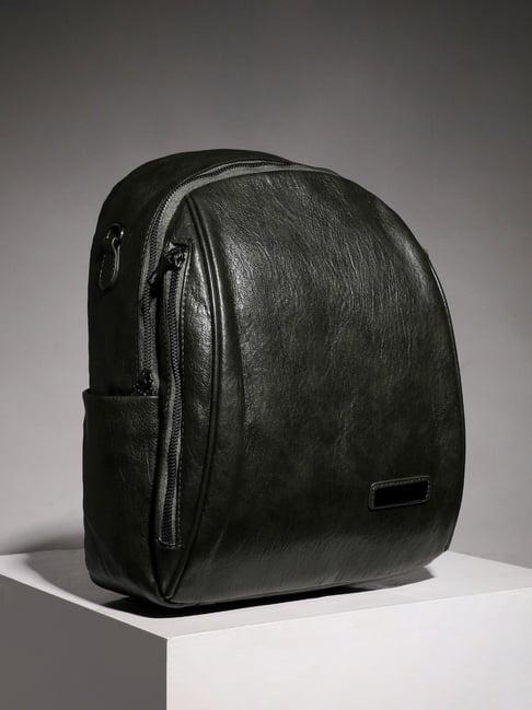 hautesauce forest green large leather backpack