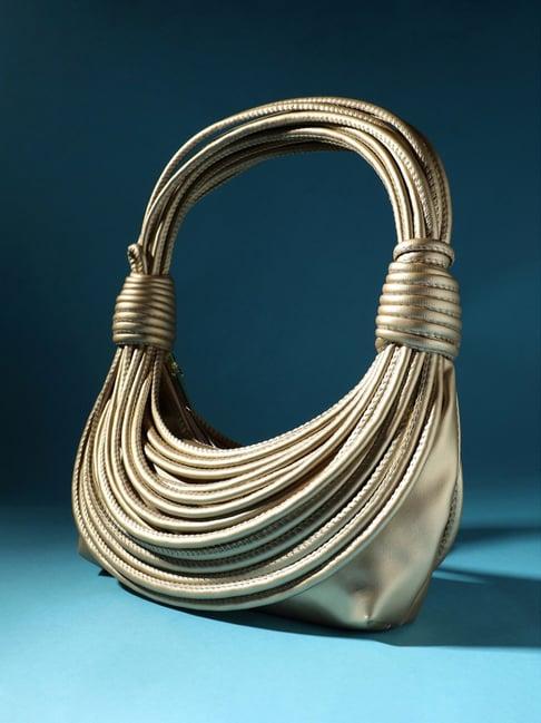 hautesauce gold medium leather wire handbag