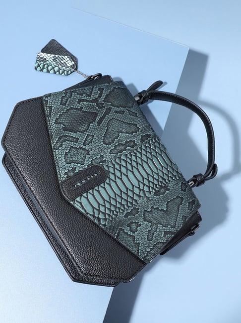 hautesauce green animal textured medium handheld handbag