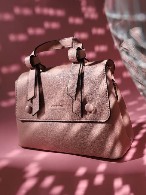 hautesauce light pink medium leather handheld handbag