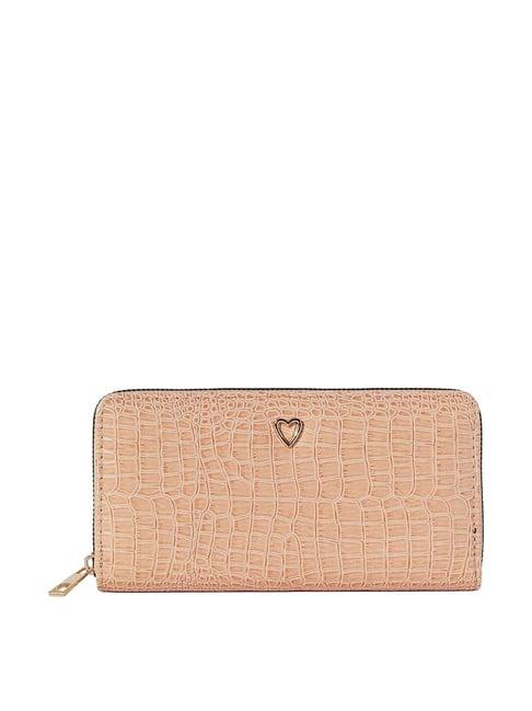 hautesauce pink textured zip around wallet for women