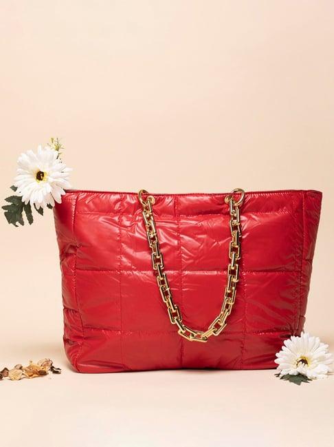 hautesauce red quilted medium tote bag