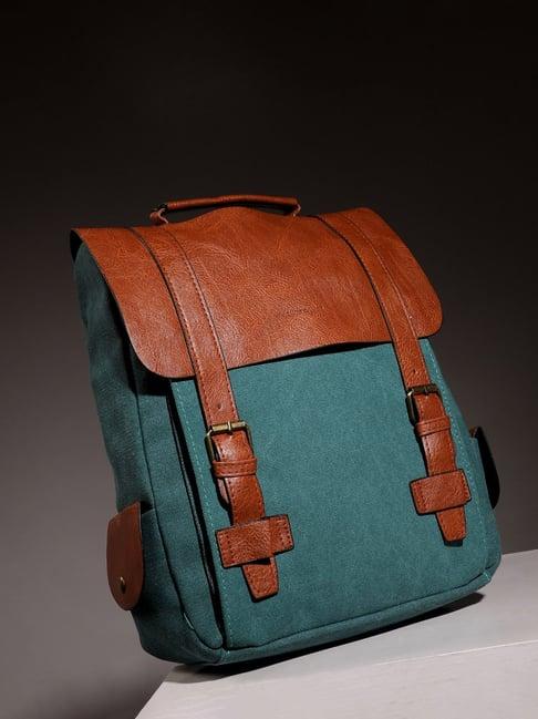 hautesauce teal green & brown large backpack