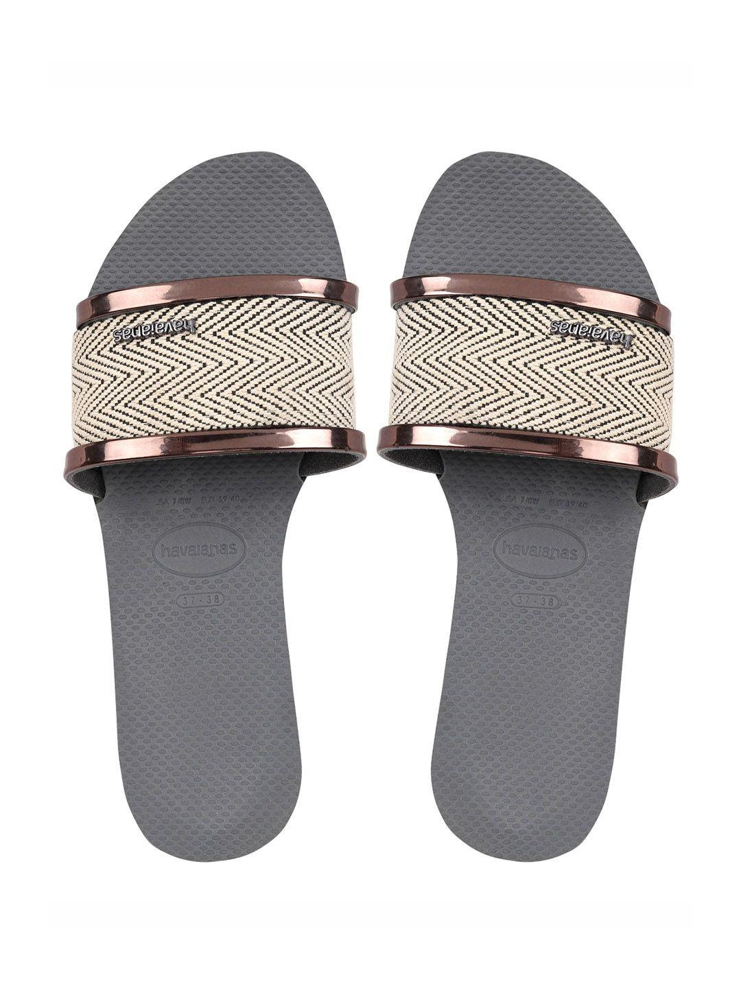 havaianas women grey rubber thong flip-flops