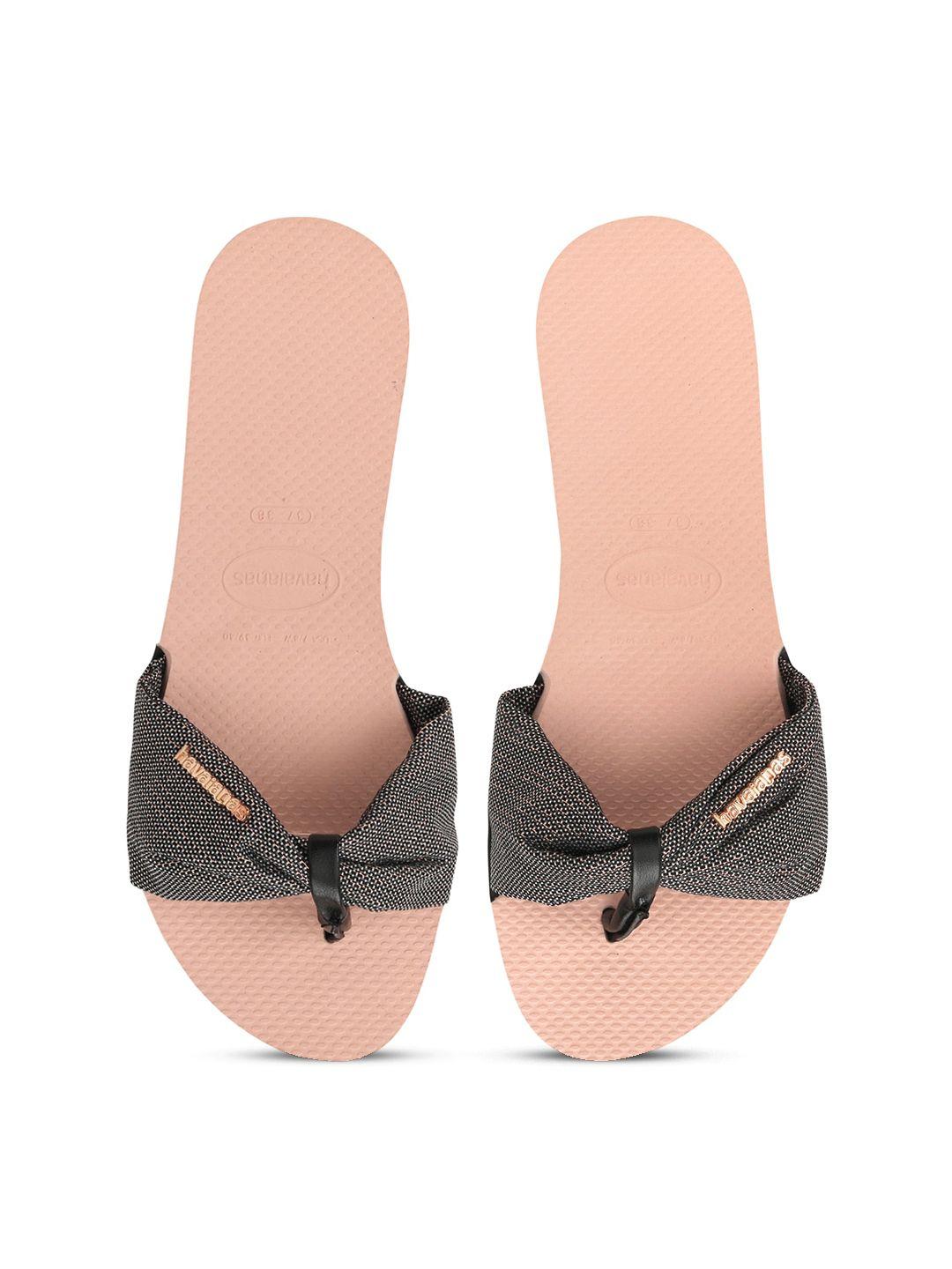 havaianas women black & nude-coloured slip-on flip-flops