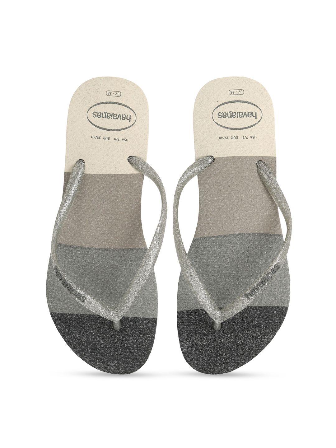 havaianas women grey printed flip flops