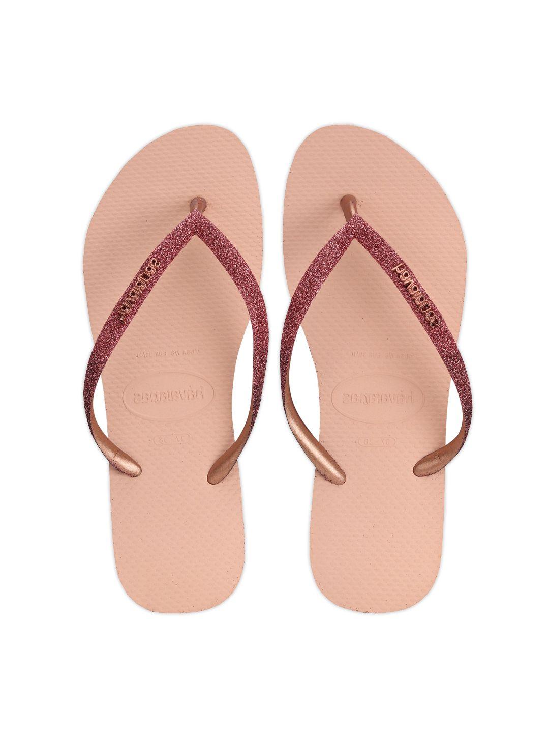 havaianas women rose gold rubber slim sparkle ii room slippers