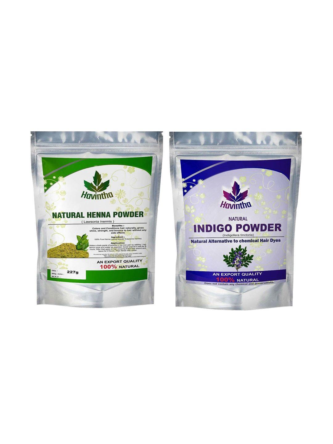 havintha natural indigo powder and henna powder combo for black hair colour - 227 each