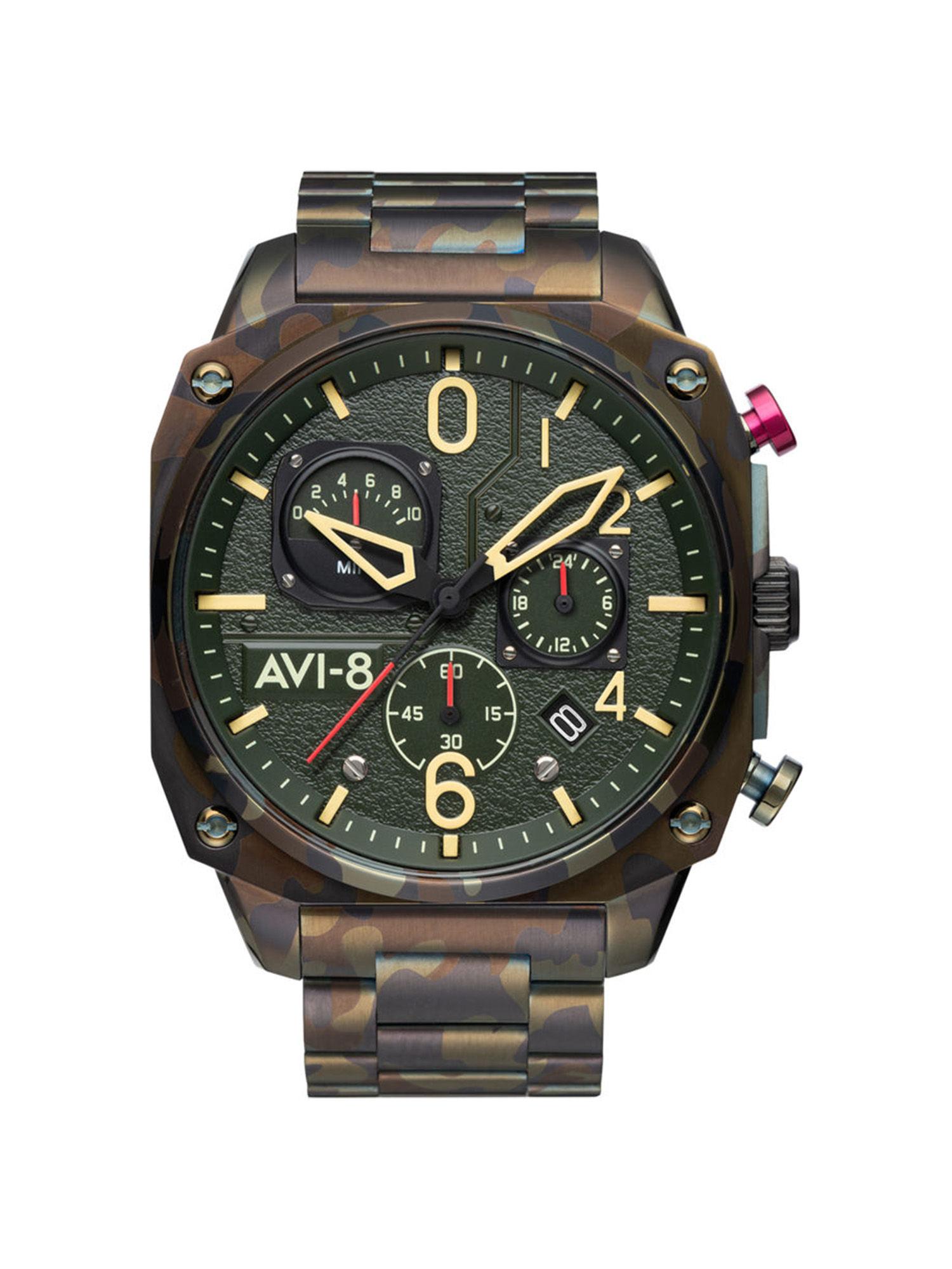 hawker hunter chronograph date analog dial color green mens watch - av-4052-22