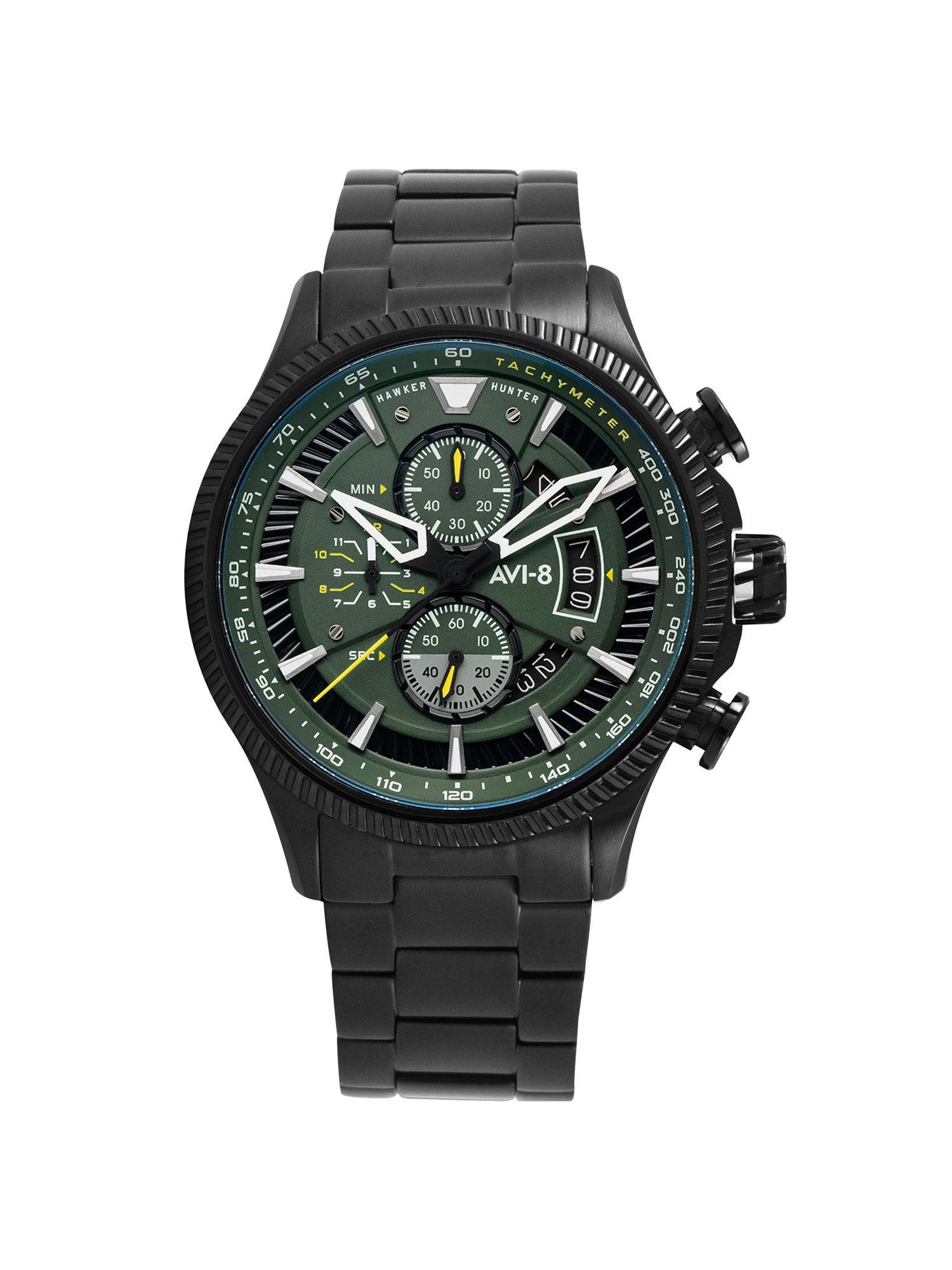 hawker hunter chronograph date analog green dial men watch - av-4064-11