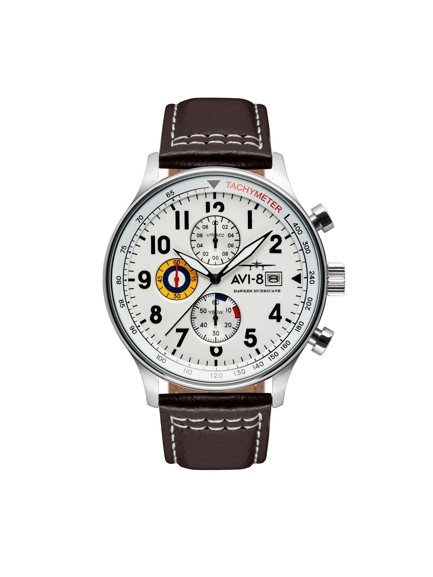 hawker hurricane chronograph white luminova round dial mens watch - av-4011-01