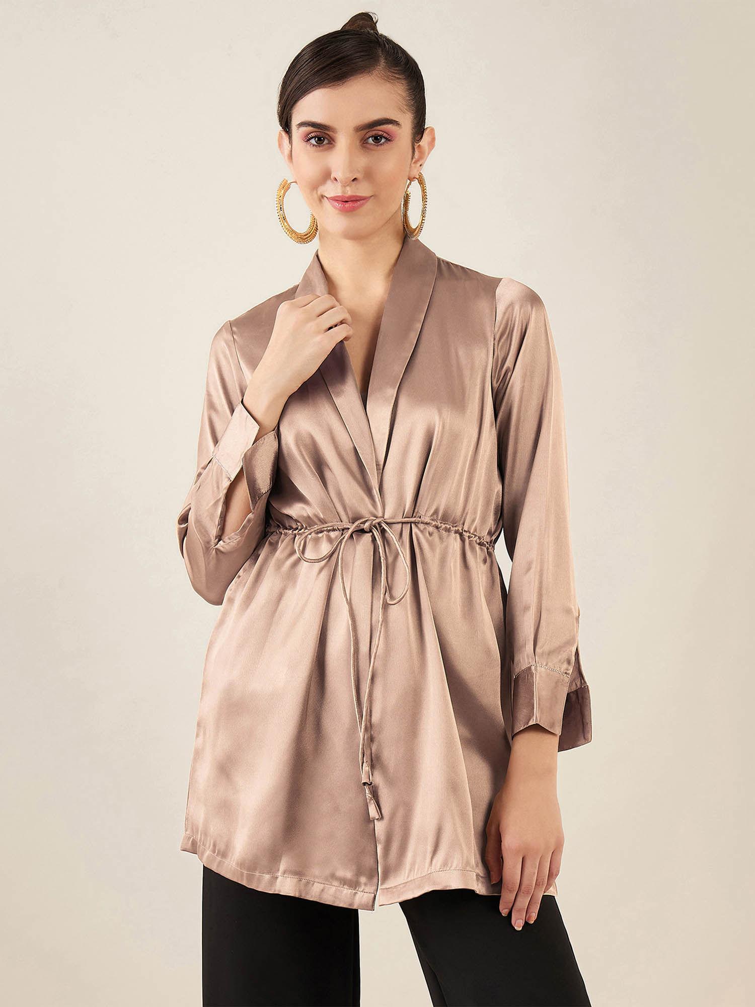 hazel brown semi-formal embellished satin tunic