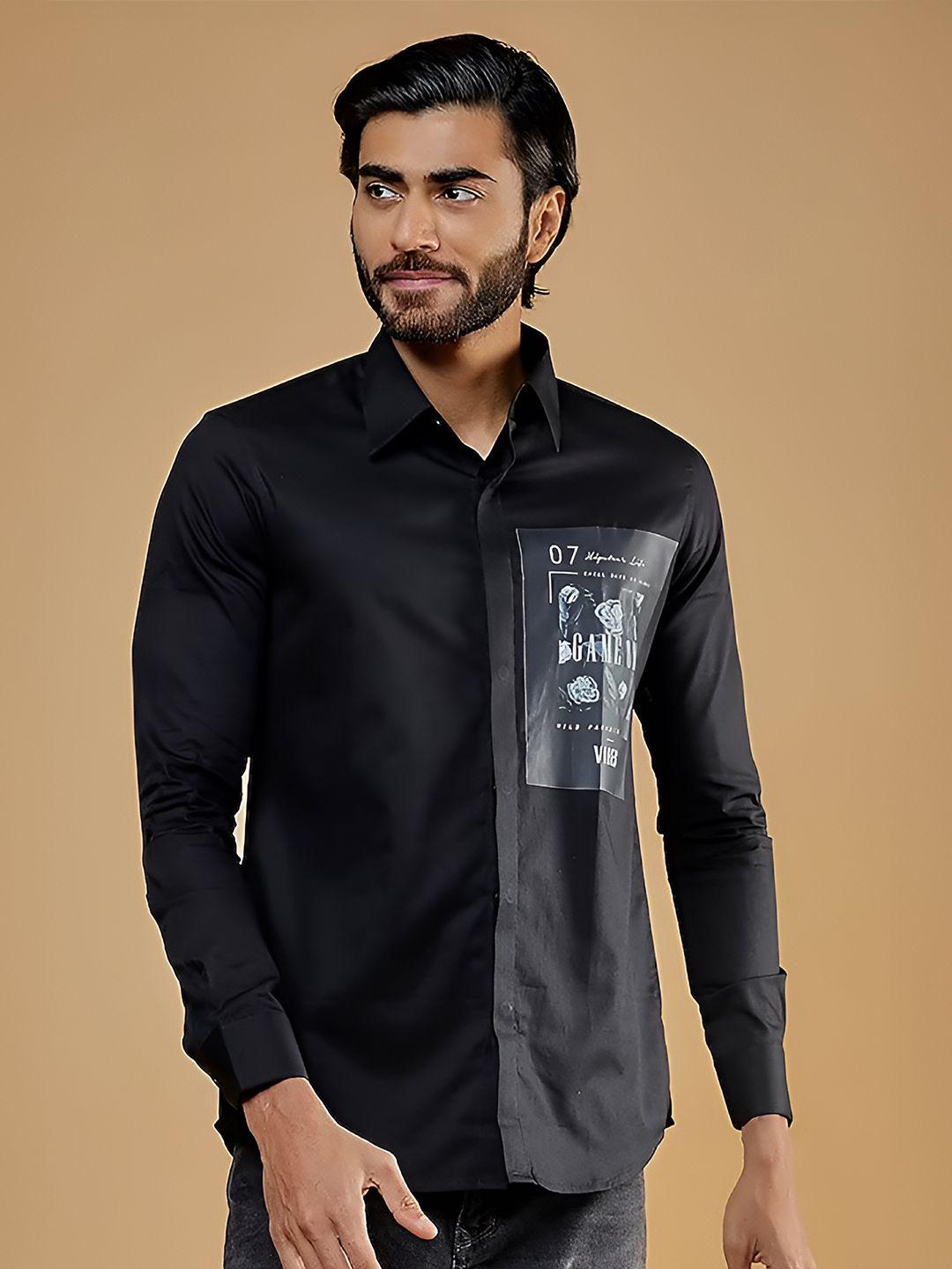he spoke modern tailored fit graphic printed twill weave pure cotton casual shirt