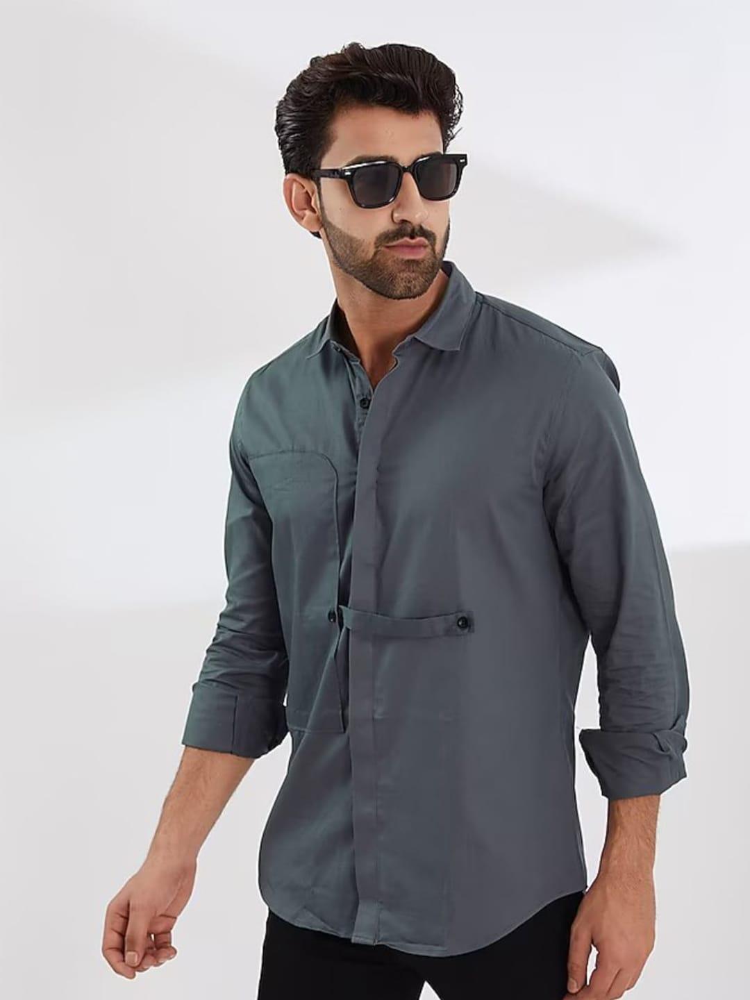 he spoke smart tailored fit spread collar pure cotton casual shirt