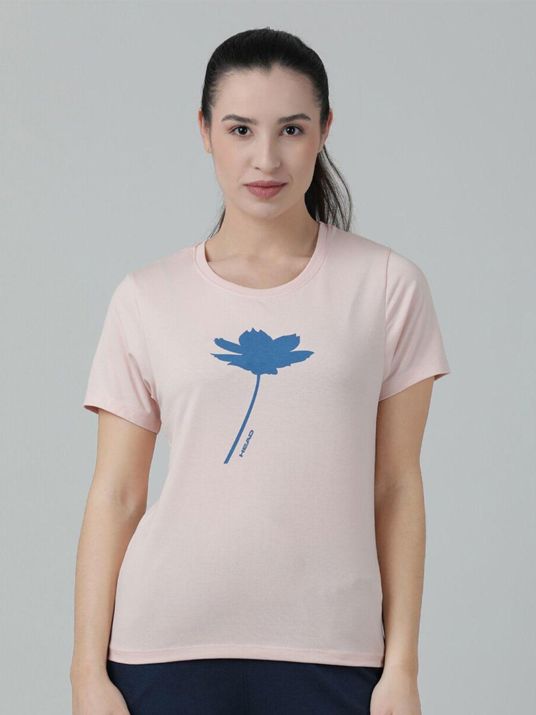 head floral printed slim fit cotton t-shirt