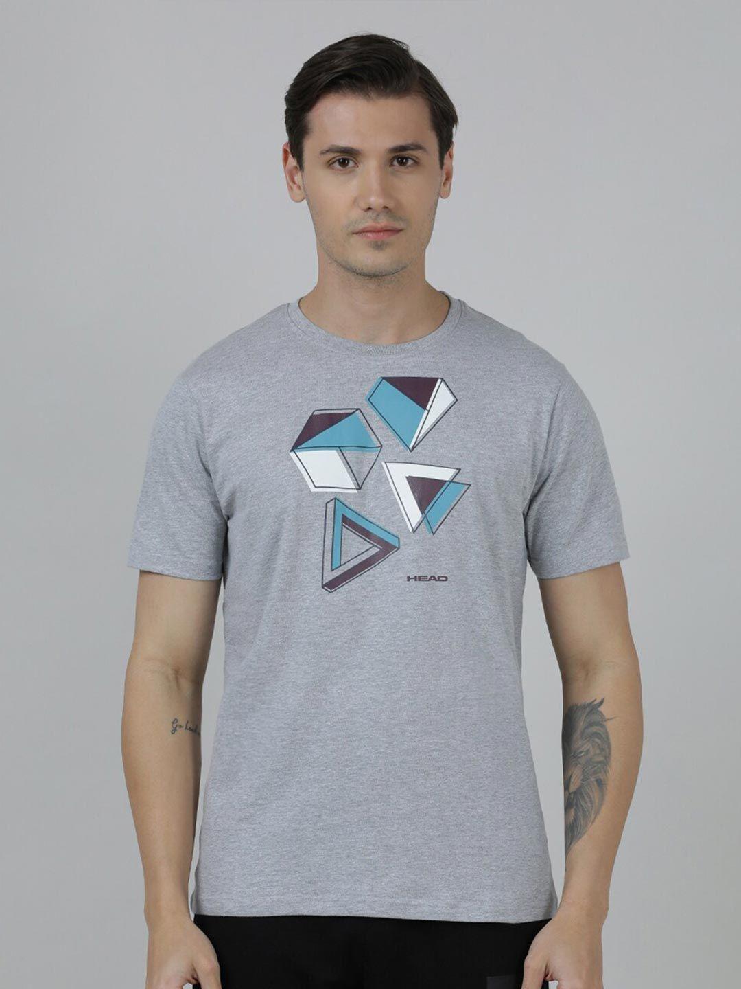 head geometric printed cotton t-shirt