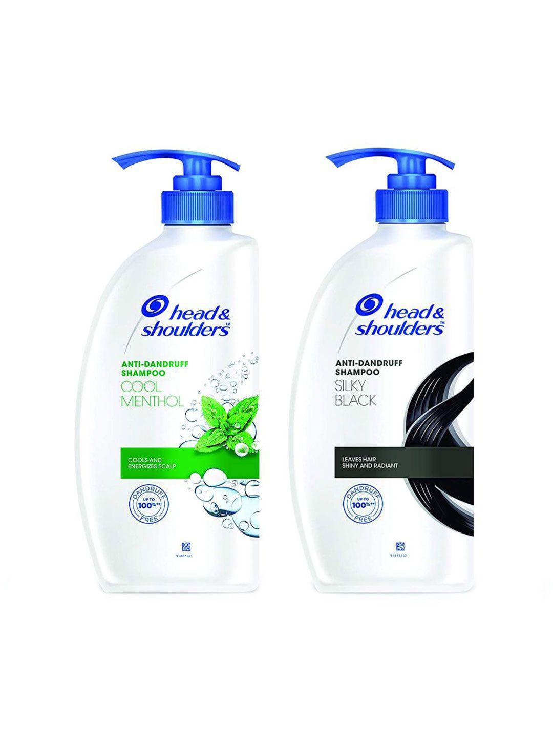 head & shoulders set of 2 anti-dandruff shampoo - cool menthol & silky black - 650 ml each