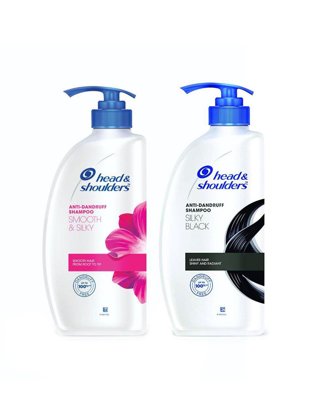 head & shoulders set of 2 anti-dandruff shampoo -silky black & smooth & silky -650 ml each