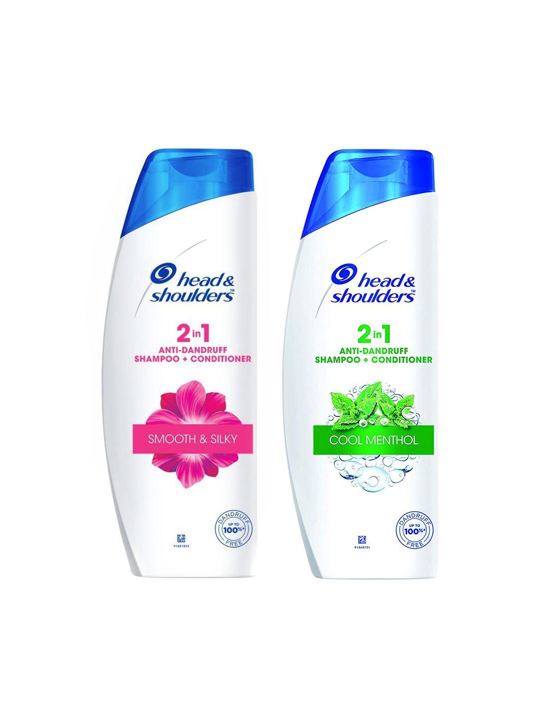 head & shoulders set of 2 cool menthol & smooth & silky 2 in 1 shampoo & conditioner