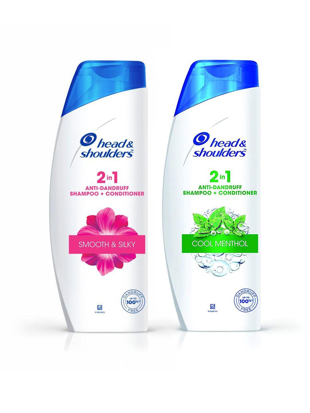 head & shoulders set of 2 cool menthol  & smooth & silky 2 in 1 shampoo & conditioner