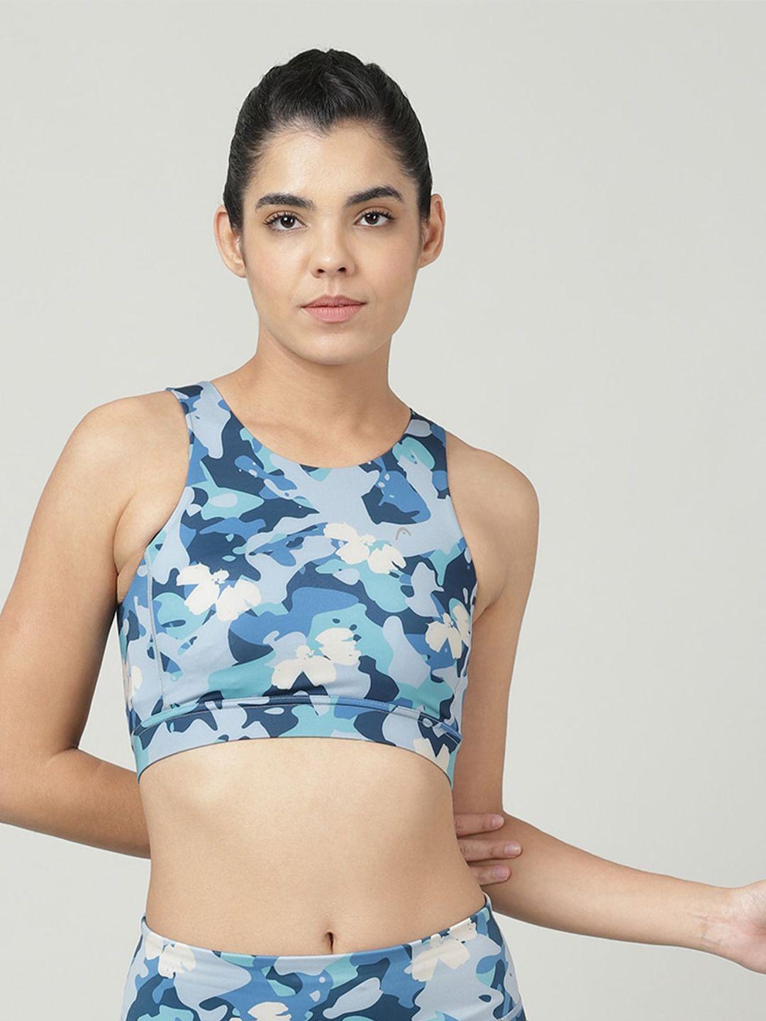 head abstract printed underwired sports bra