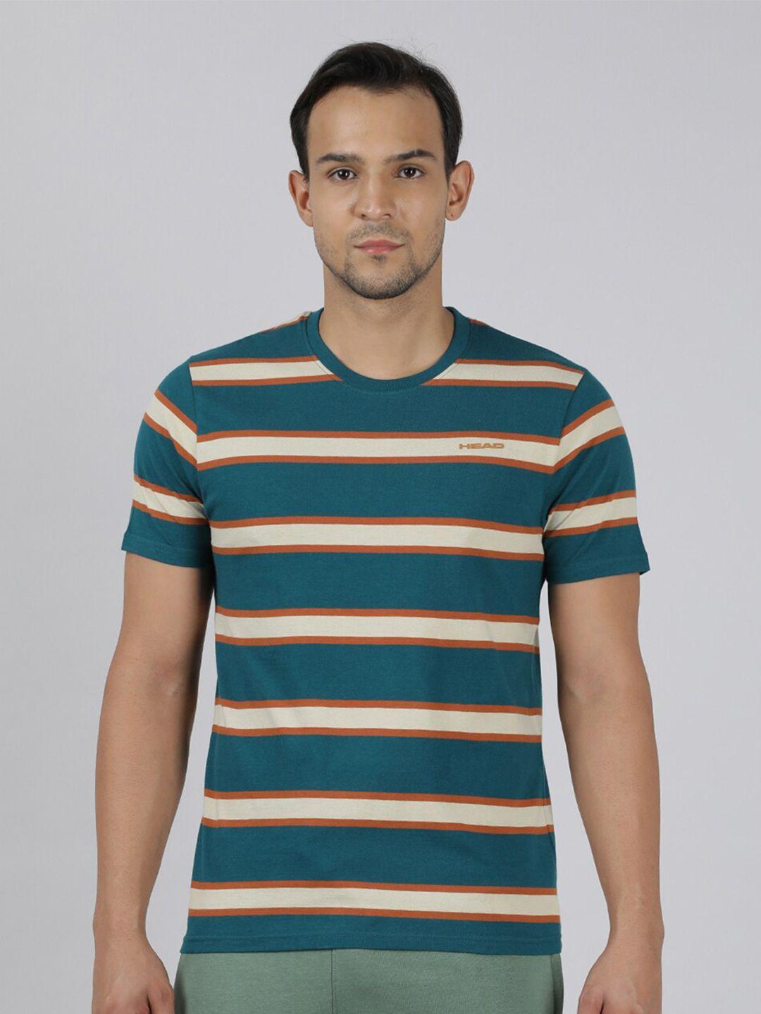 head striped slim fit cotton t-shirt