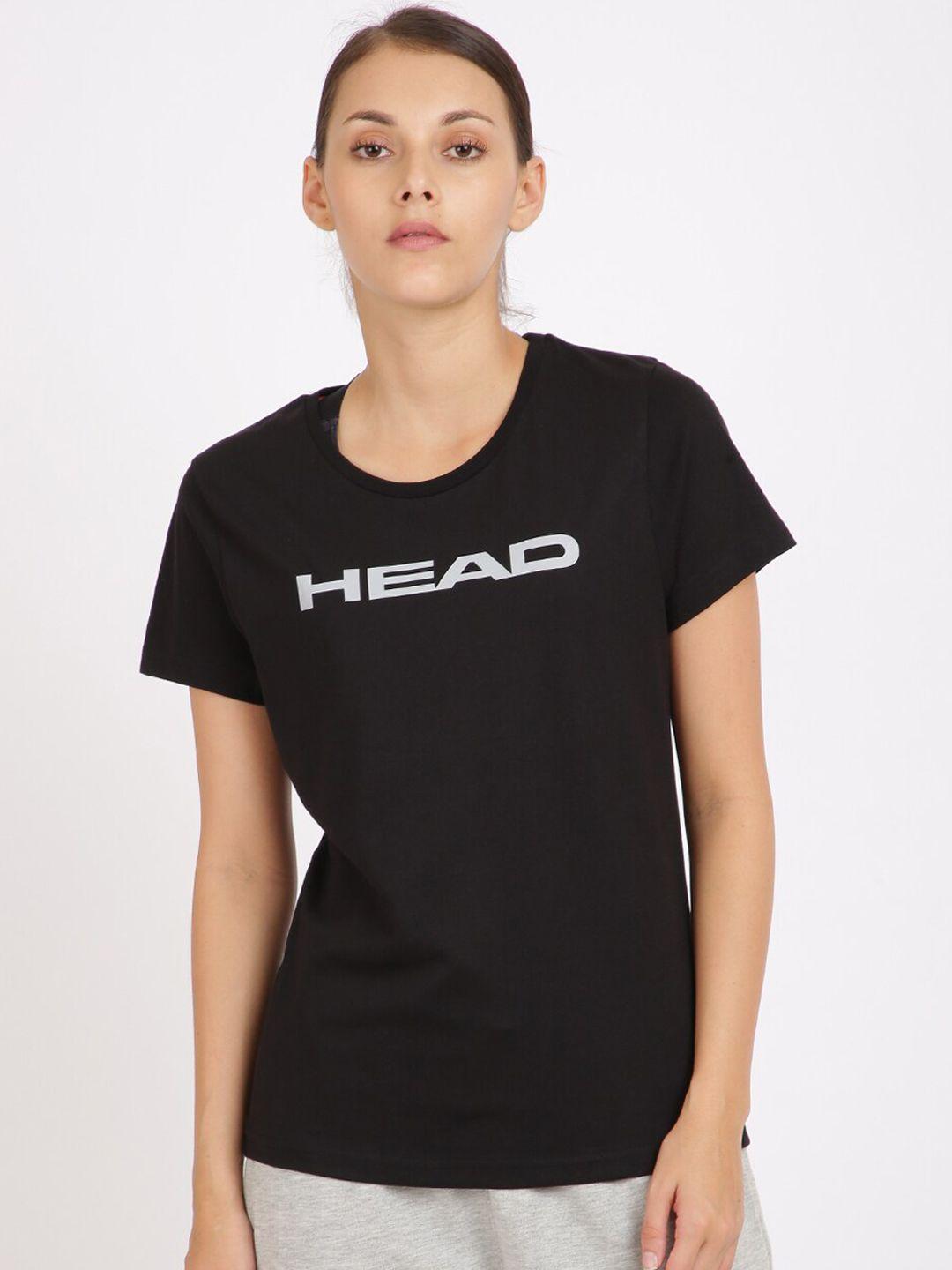 head women black solid all day classic running t-shirt