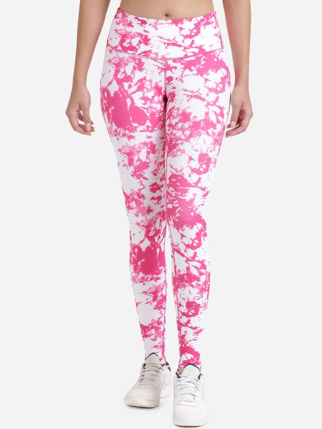 head women pink & white dyed tights