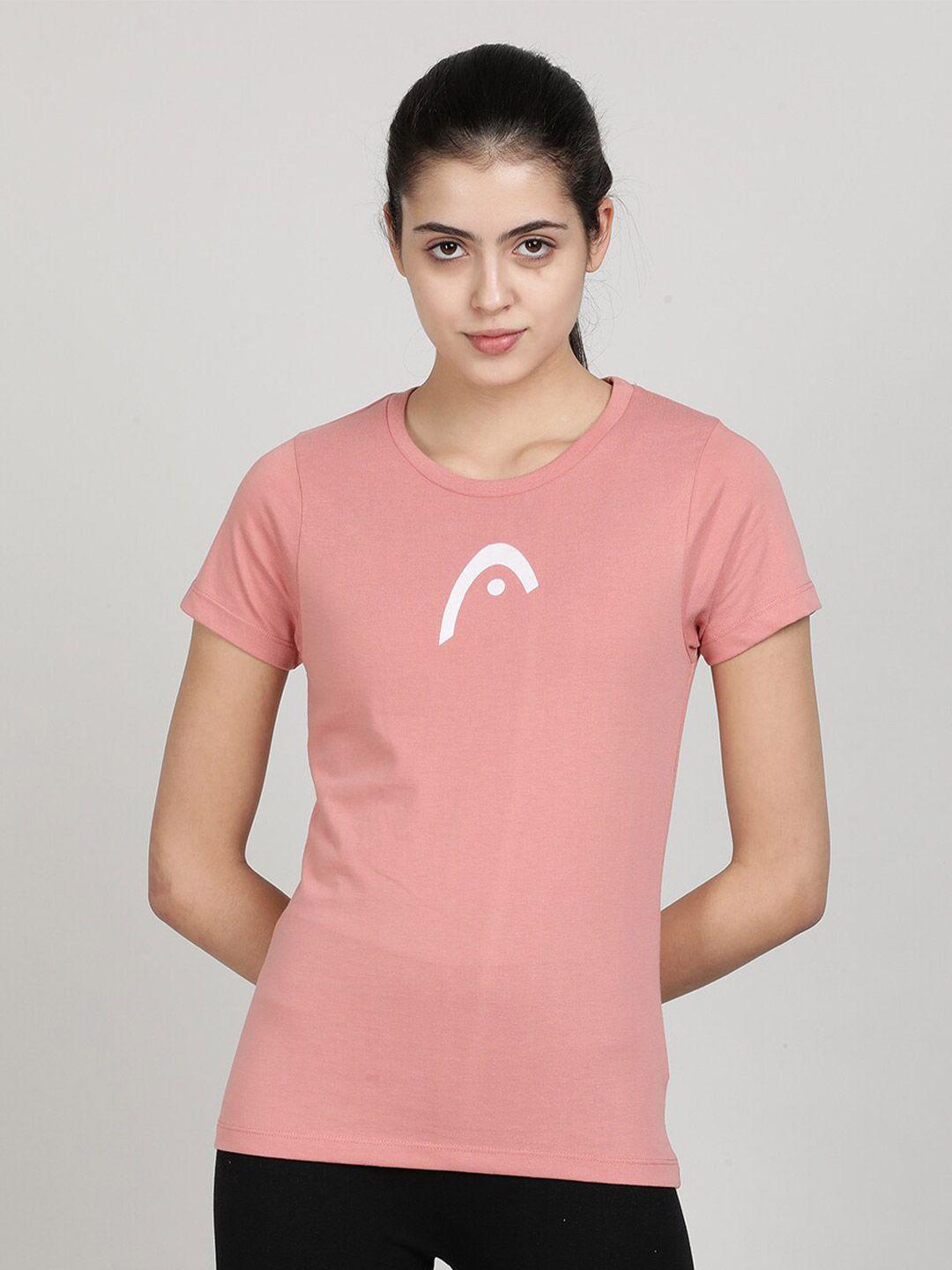 head women pink slim fit sports t-shirt