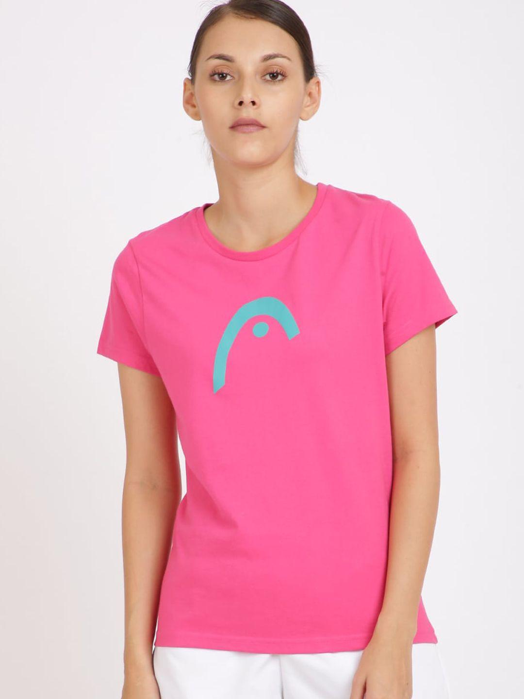 head women pink solid sports t-shirt