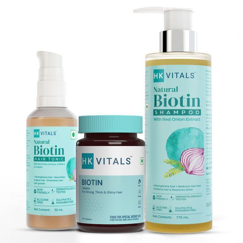 healthkart hk vitals anti-hairfall kit - biotin tablets, shampoo & hair tonic
