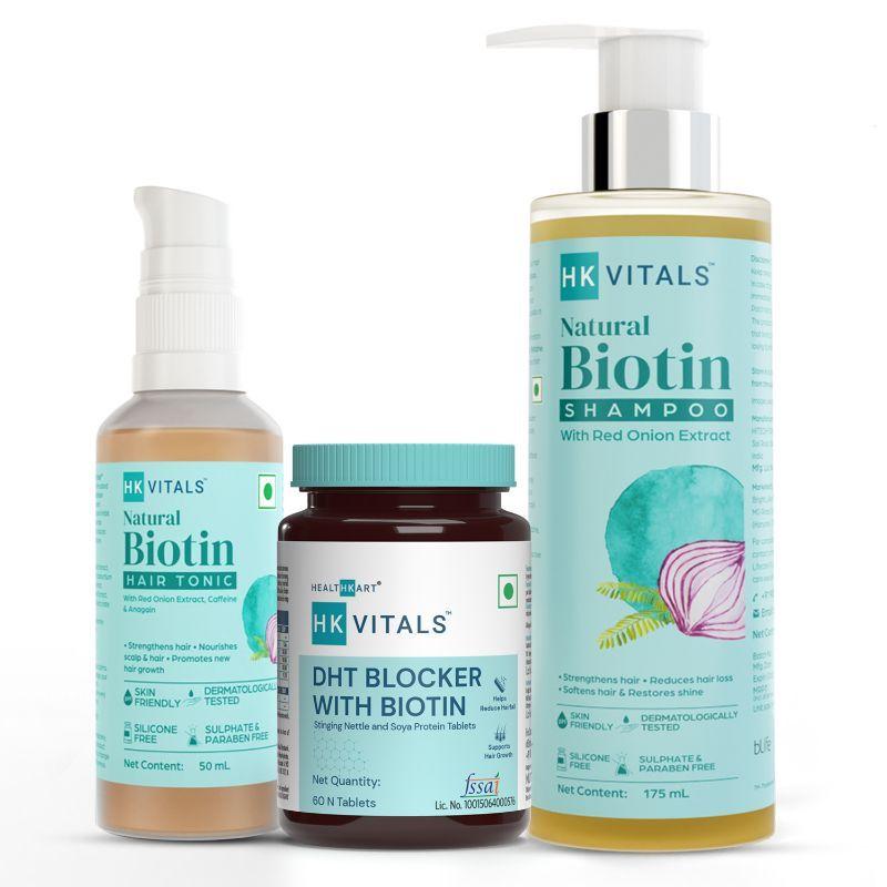 healthkart hk vitals extreme hairfall kit for men - dht blocker, biotin shampoo & hair tonic