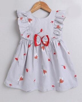 heart print fit & flare dress